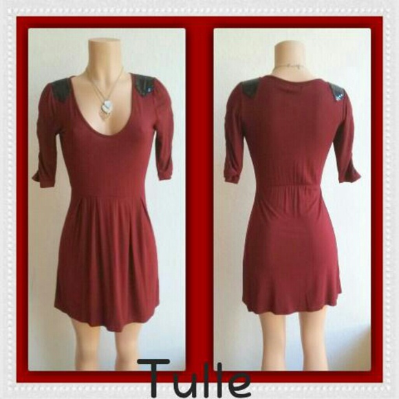 TULLE BURGUNDY DRESS w/SEQUINS - Picture 1 of 4