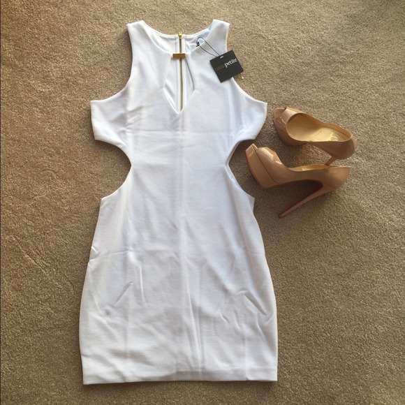 White Asos Cut Out Dress // Petite