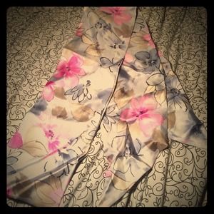 Never Worn! Blue w/ Pink Floral Silk Scarf