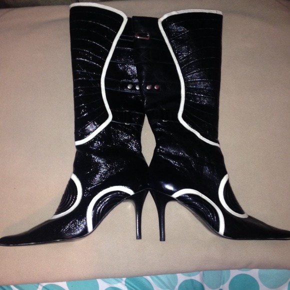 Black and white striped boots!!!