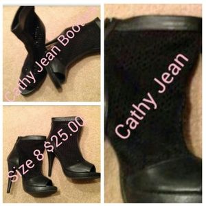 Cathy Jean Black Peeptoe Booties!