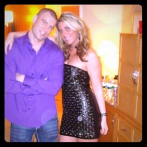 Black Patent Leather Sparkle Dress Size M