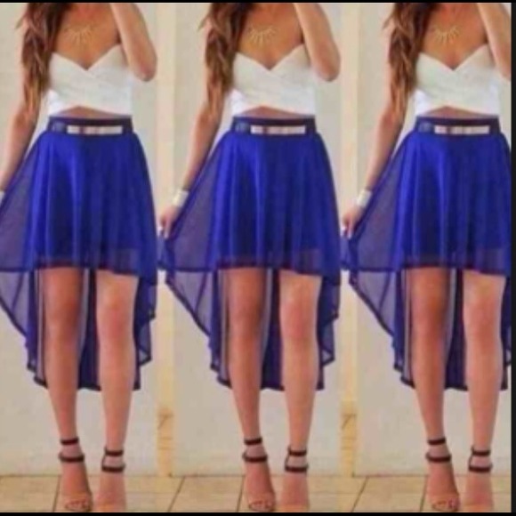 NWT Royal Blue High Low Skirt