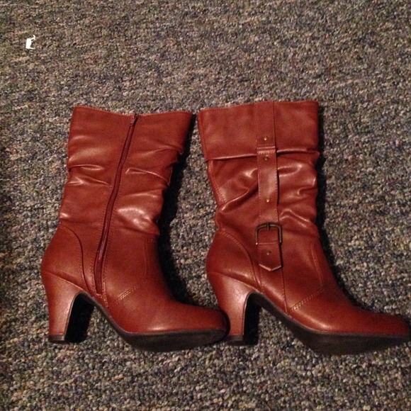 Maurice's mid calf boots with a heel.