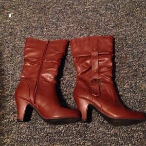 Maurice's mid calf boots with a heel.