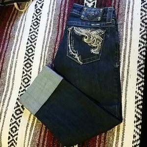 Size 24 Miss Me capris. Dark blue wash.