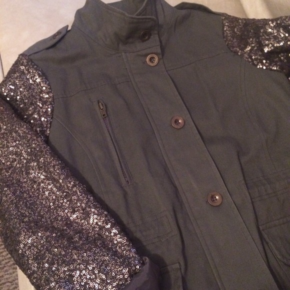 Military Jacket with Sequence Sleeves size Medium
