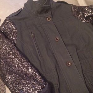 Military Jacket with Sequence Sleeves size Medium