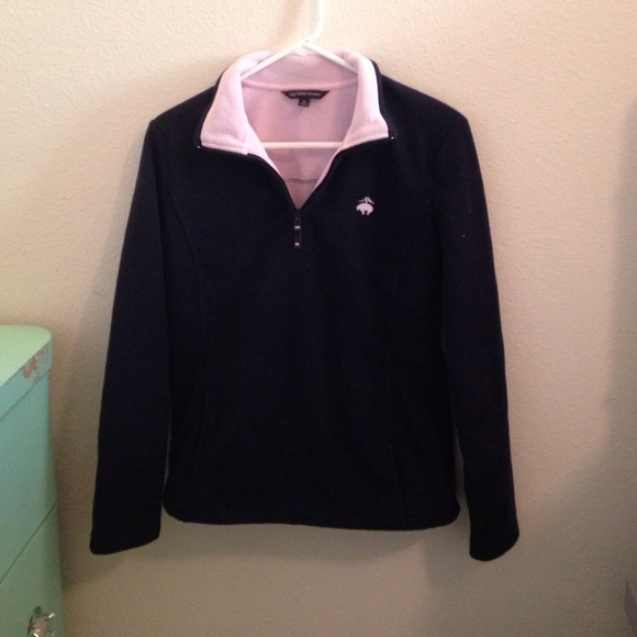 Brooks brothers navy and pink fleece pullover
