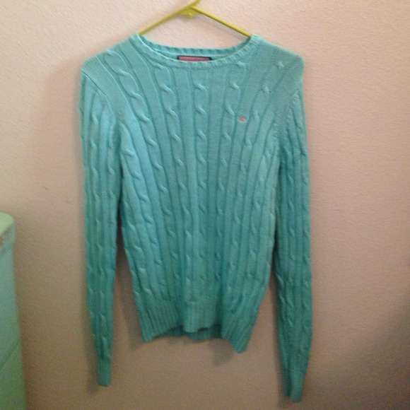 Aqua vineyard vines cable knit sweater