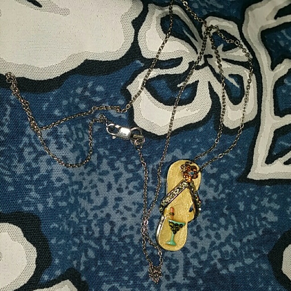 Sterling silver necklace with flip flop pendant