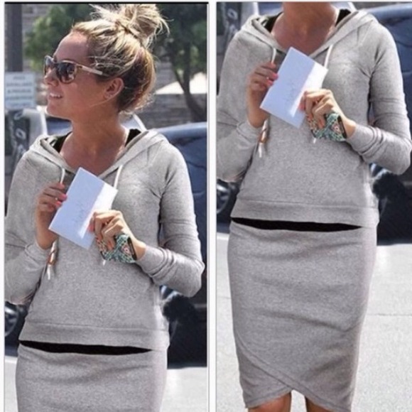 NEW 2 piece hoodie & asymmetrical skirt.