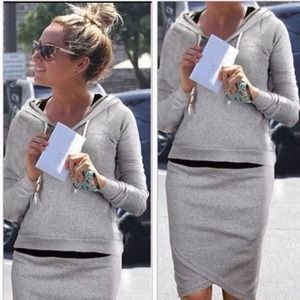 NEW 2 piece hoodie & asymmetrical skirt.