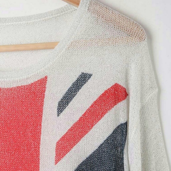 🎉SOLD! Off shoulder UK flag distressed sweater - Picture 4 of 4