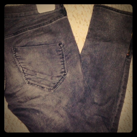 H&M stretch skinny jeans, black/grey wash