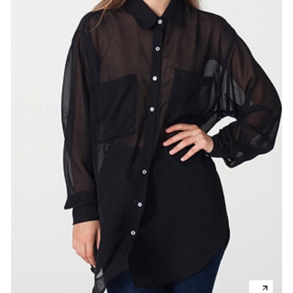 American Apparel oversized chiffon button-up