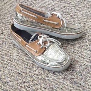 gold sequin sperry topsider