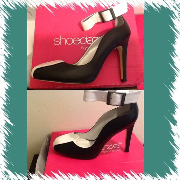 Black leather heels