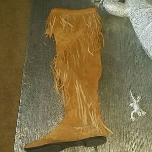 Fringe peanut color boots