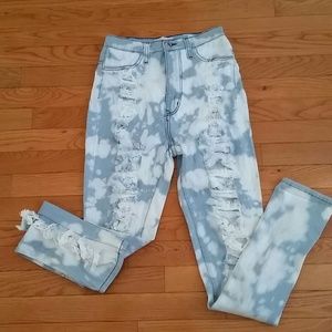 New Bleach Washed Destroyed Denim Jeans
