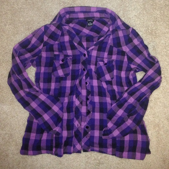 Purple plaid long sleeve shirt