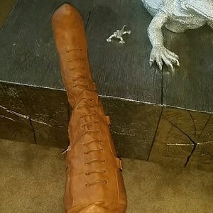 Tall toffee platform boots