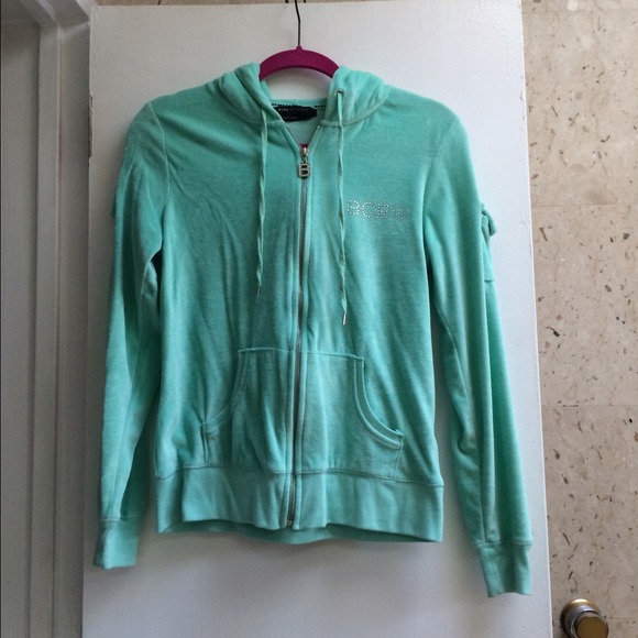 BCBG teal velour track suit jacket size M