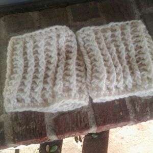 cream crochet boot cuffs
