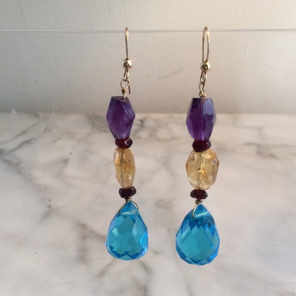 Genuine Multi-Gemstone Earrings