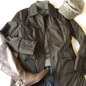 Kenneth Cole Black Knee Length Winter Trench Coat