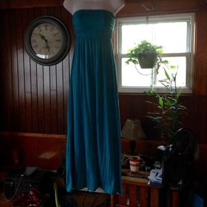 Bright Blue Strapless Maxi Dress