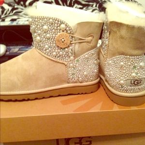 Pearl and Swarovski covered uggs. Size 9