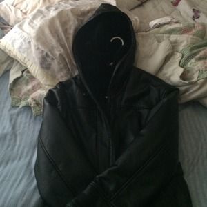 Fur lined leather coat