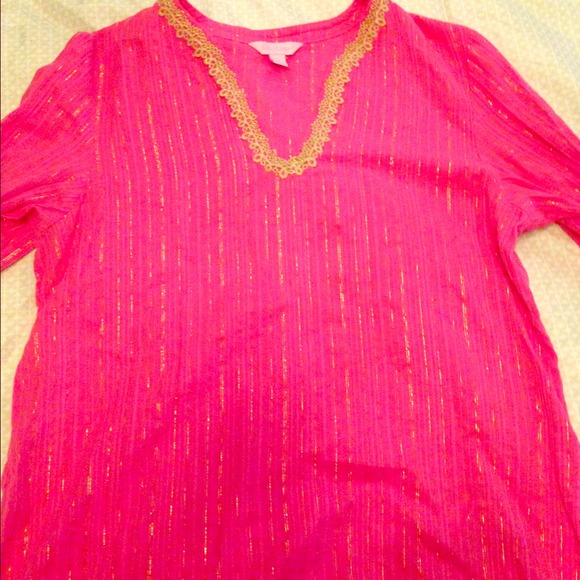 Lily Pulitzer pink gold trim dress/tunic