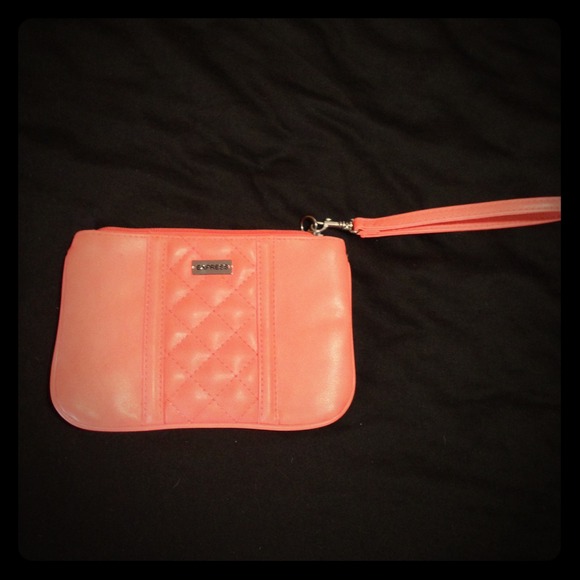 Neon orange/coral Express wristlet