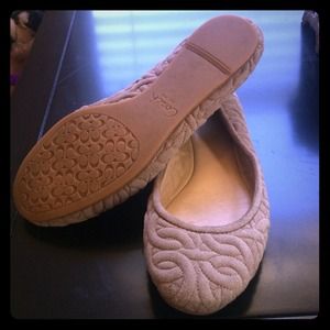 Tan Coach ballet flats with monogram C's size 6.5
