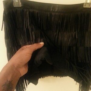 Michael Kors suede/Leather fringe mini skirt