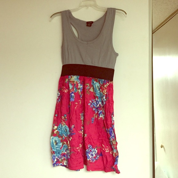 Grey and flower print dress