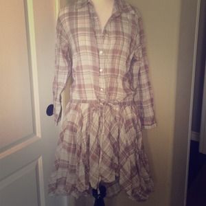 Free People Plaid Button up Skater Dress