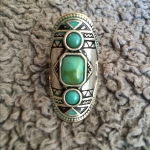 Green & blue turquoise ring