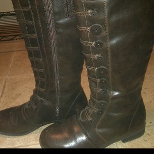 Knee high military style boots 10
