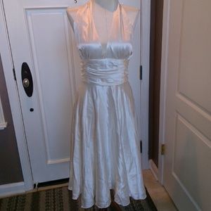 Marilyn Monroe style white satin halter dress