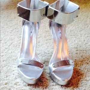 Silver platform heels