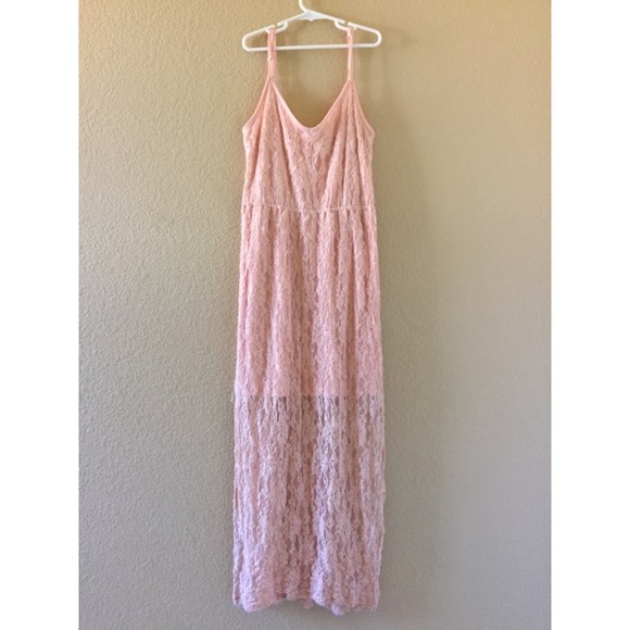 Peach Laced Maxi Dress