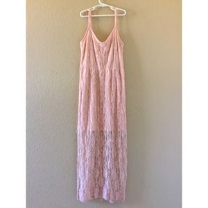 Peach Laced Maxi Dress