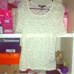 Creme cheetah lace shirt