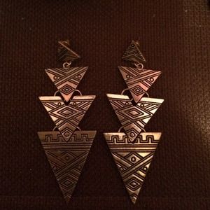 Gold with black design earrings