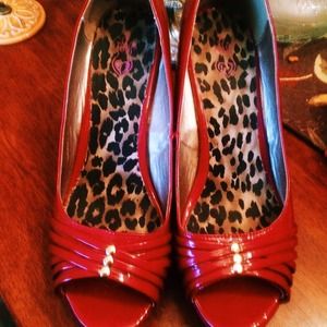 Torrid Red Patent Leather Wedge Heels
