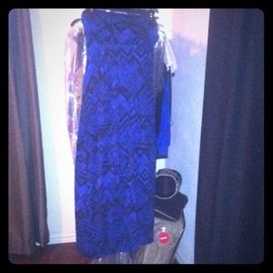 Blue tribal print maxi skirt.