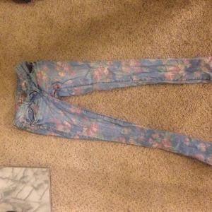 Delia's SUPER SUPER skinny floral jeans.